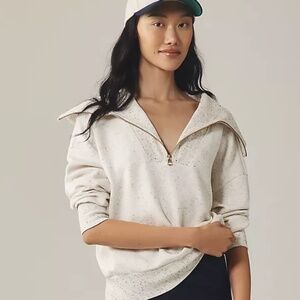Varley Catherine Half-Zip Sweatshirt Pullover Cowl Neck Speckled Grey Size S (I)